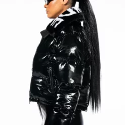 WORLD WIDE PATENT PUFFER WITH FUR COLLAR 15 WORLD WIDE PATENT PUFFER WITH FUR COLLAR -AZALEA WANG Shop world wide patent puffer with fur collar black multi 5 5