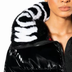 WORLD WIDE PATENT PUFFER WITH FUR COLLAR 17 WORLD WIDE PATENT PUFFER WITH FUR COLLAR -AZALEA WANG Shop world wide patent puffer with fur collar black multi 7 7